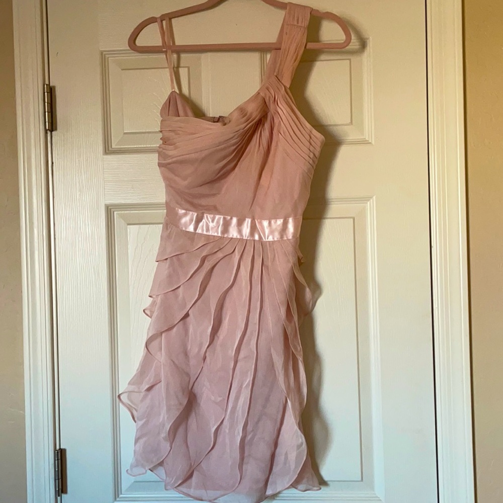 Blush one shoulder cocktail dress